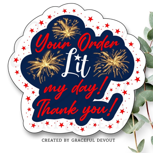 Your Order Lit My Day! Thank You! - 2" (inches) Sticker (96ct.)  [GD144-96] - Picture 1 of 5